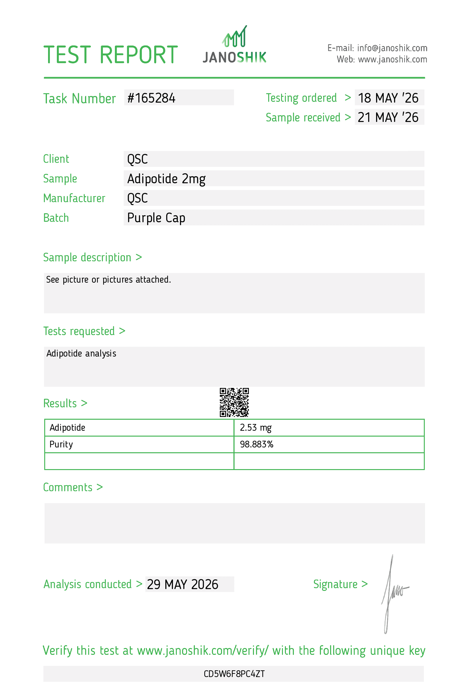 Adipotide 2mg | 20-Vial Kit | 40mg Total | Proapoptotic Adipose Peptide - Janoshik test report